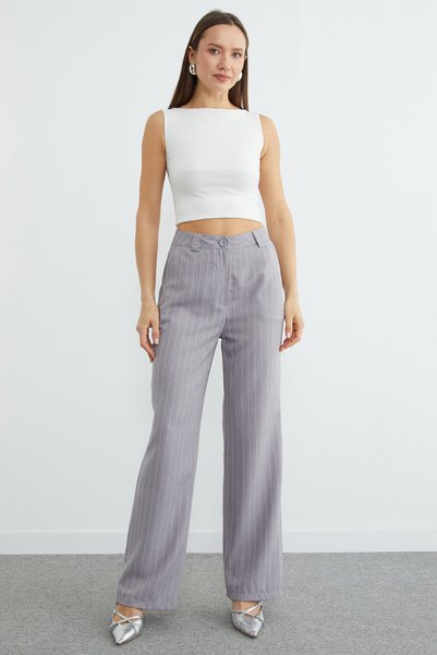 Fulla Moda Striped High Waist Palazzo Trousers