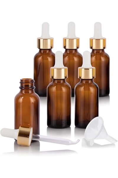 GENERAL 6 زجاجات زجاجية للزيوت العطرية مع قطارة زجاجية سعة 30 مل (1 أونصة) لل...