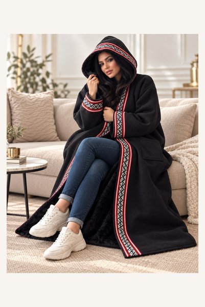Generic Brand Women's Winter Velvet Suede Fur Hooded - Warm Long Coat
