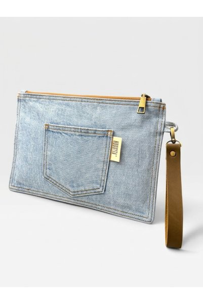 Nuggita Τσάντα Ice Blue Denim Portfolio (Ανοιχτό μπλε τζιν, 100% βαμβάκι)