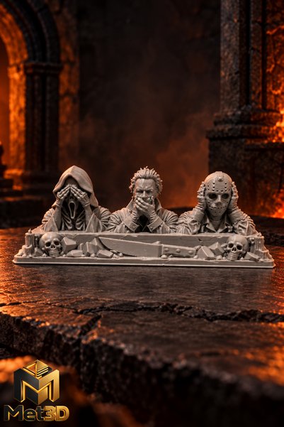 Met3D 3 Figürlü Gotik Biblo, Kafatası Detaylı Korku Temalı Masaüstü Heykel, 6...