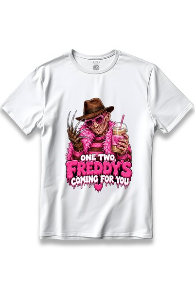 EZG Business تي شيرت مطبوع عليه شعار الهالوين من FREDDYS COMINGFORYOU برقبة د...