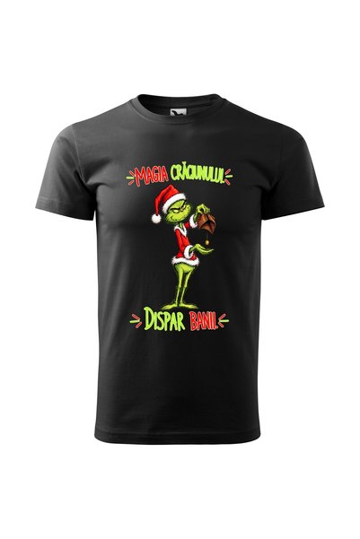 Malfini Tricou personalizat "Grinch - Magia Craciunului", Negru, Barbat, Bumb...