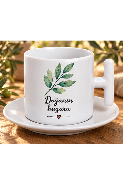 KADOREX DESIGN Nature's Peace Green Leaf Patterned Nature-Themed Coffee Cup