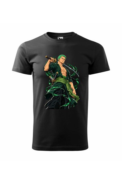 Malfini Tricou personalizat "One Piece – Zoro", Negru, Barbat, Bumbac 100%,