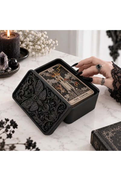 Memania Co Gothic Tarot Card Box - Decorative Storage Box with Death Butterfl...