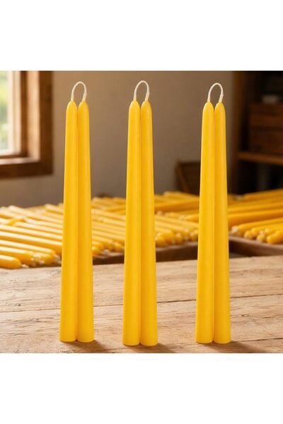 DEYBBY Natural Beeswax Taper Candles, Smokeless and Dripless Beeswax Candles ...