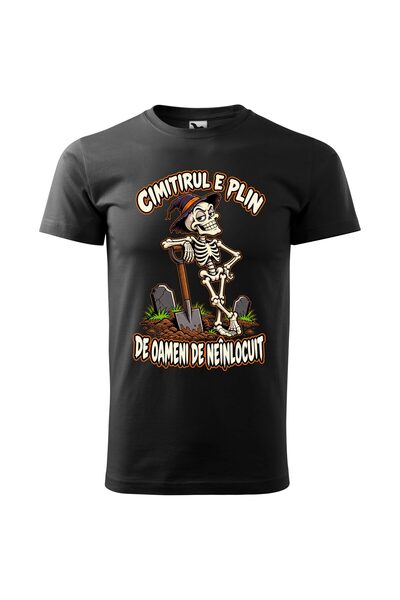 Malfini Tricou personalizat "Cimitirul e plin", Negru, Barbat, Bumbac 100%,