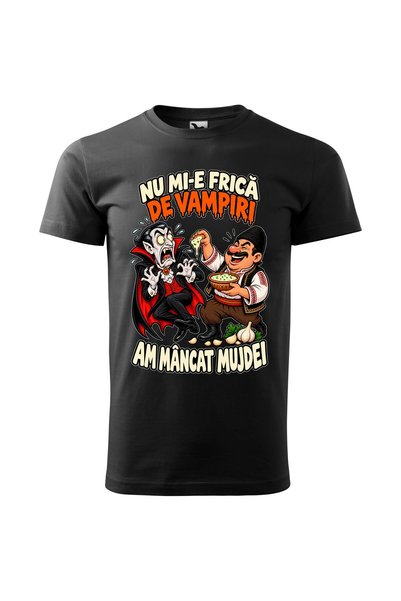 Malfini Tricou personalizat "Nu mi-e frica de vampiri", Negru, Barbat, Bumbac...