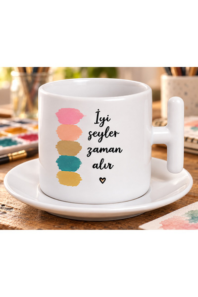 KADOREX DESIGN Good Things Take Time Written Colorful Design Coffee Cup