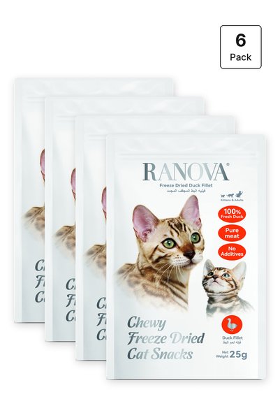 RANOVA وجبات خفيفة للقطط من شرائح البط المجففة بالتجميد - 6 عبوات × 25 جرام -...
