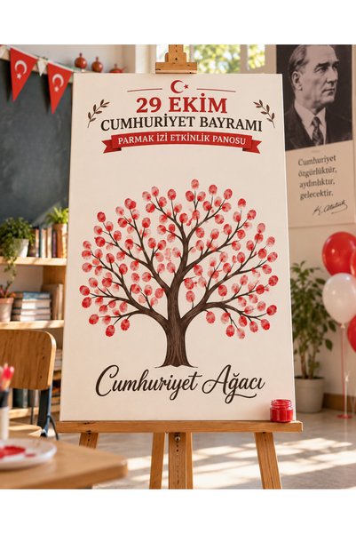 Evlilik sepetim Cumhuriyet Ağacı Parmak İzi Panosu - 29 Ekim Cumhuriyet Bayra...