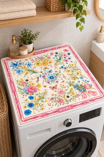 Nihai Ev Stain-Resistant Non-Slip Washable Colorful Floral Washing Machine Dr...