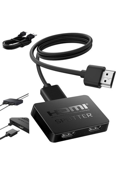 GENERAL [نسخة مطورة] جهاز تقسيم إشارة HDMI 1x2 مع كابل بطول 3.28 قدم - يكرر/ي...