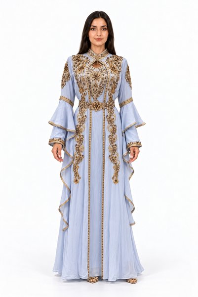 MOHAMED ZAHABI Women's Long Caftan with Embellishment Detailing