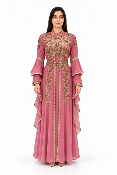 MOHAMED ZAHABI Women's Long Caftan with Embellishment Detailing