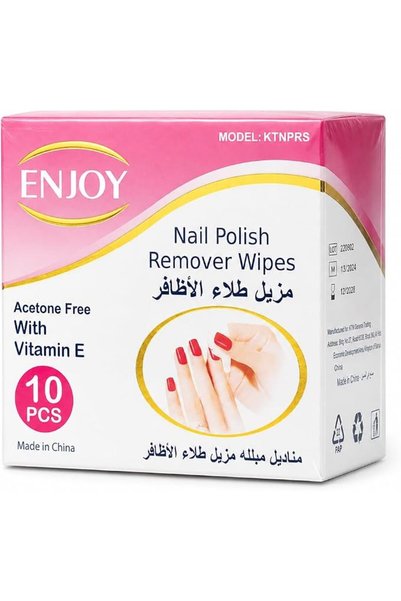 Enjoy مناديل إزالة طلاء الأظافر خالية من الأسيتون 10 قطع