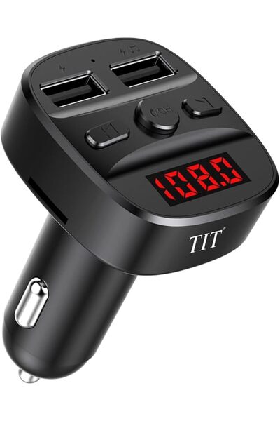 Titbits شاحن سيارة مع جهاز إرسال FM بتقنية البلوتوث مع شاشة عالية الدقة، مكال...