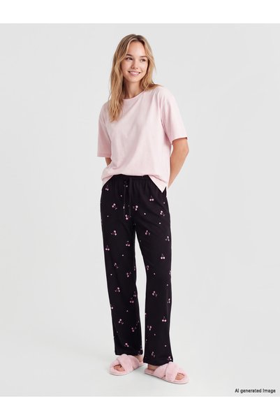 LC Waikiki Ozmarka New Season Black Patterned Women's Pajama Bottoms