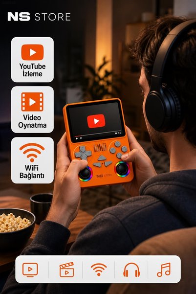 NS Store J36 Ultra WiFi Destekli El Oyun Konsolu – 20.000+ Retro Oyun, Multimedya Oynatıcı, Şarjlı Taşınabili