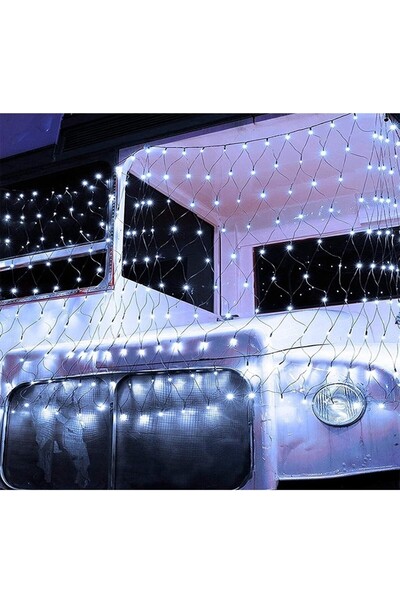 Generic Brand Instalație Crăciun tip plasă 3 m x 1,5 m, 240 LED alb rece, 8 j...