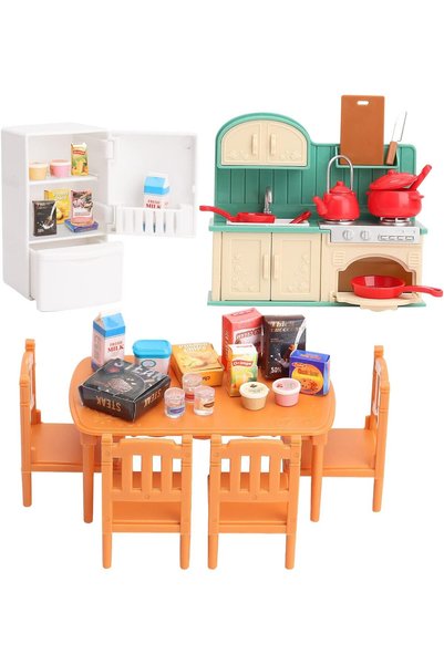 Arabest Dollhouse Kitchen Furniture Set,Miniature Pretend Play Accessories fo...