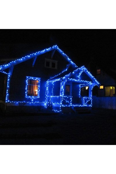 Toolsy Instalatie Craciun, 10 m, 100 Led-uri ,Liniara, Albastru, 8 jocuri de ...