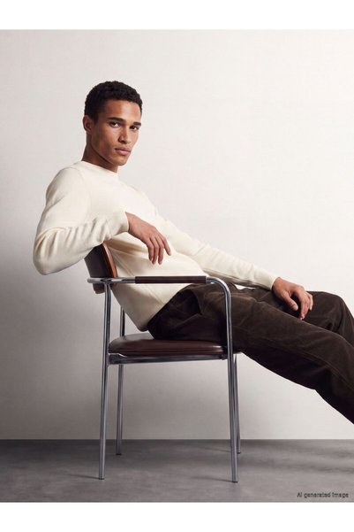 LC Waikiki Lcw Vision Ecru Knitwear Plain Crew Neck Men's Sweater