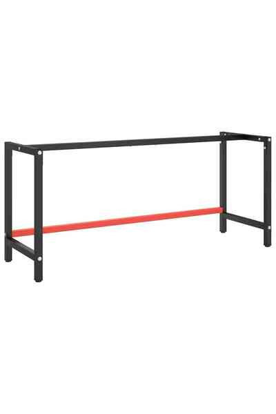 vidaxl Cadru banc de lucru, negru mat/roșu mat, 180x57x79 cm, metal