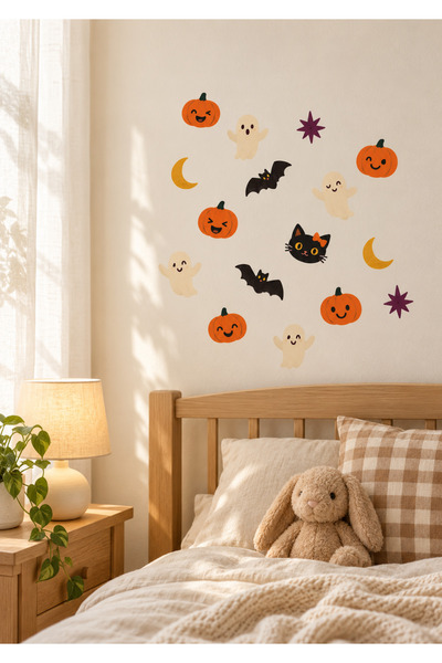 alışveriş kurdu Cadılar Bayramı Temalı Halloween Duvar Dekorasyon Sticker Seti Cam Tavan Duvar Dolap Süsleme Çıkartma Etiketleri