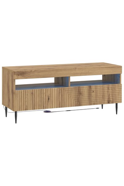 Generic Brand vidaXL Cabinet TV cu LED HAARLEM 100 x 35 x 43 cm Stejar Artizanal