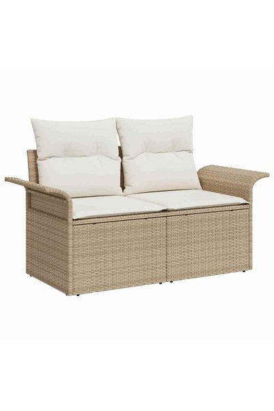 vidaxl Canapea de grădină cu pernă Bej 141 x 62 x 69cm poliratan
