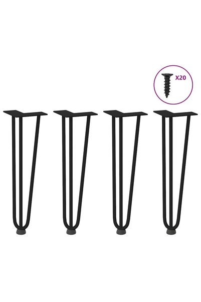 vidaxl Picioare tip agrafă pentru măsuță de cafea, 4 buc., negru, 42 cm, oțel...