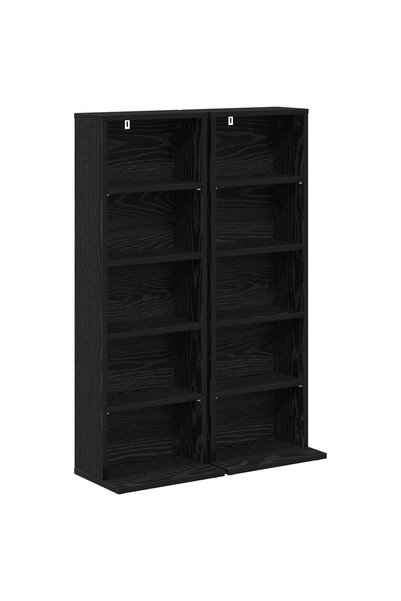 vidaxl Dulap pentru CD-uri 2 buc. Stejar Negru 33 x 23,5 x 97,5 cm