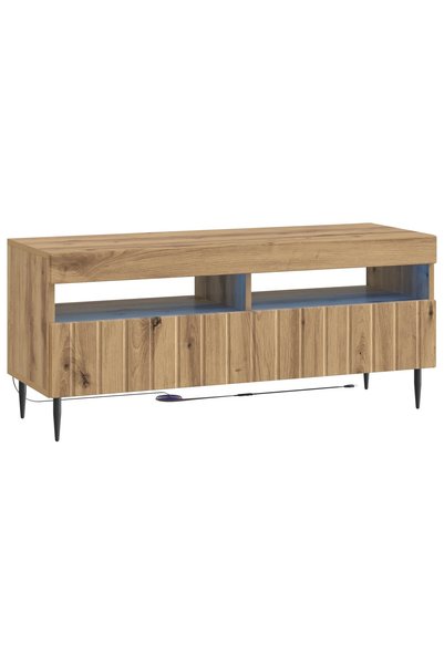 Generic Brand vidaXL Cabinet TV cu LED ZWOLLE 100 x 35 x 43 cm Stejar Artizanal