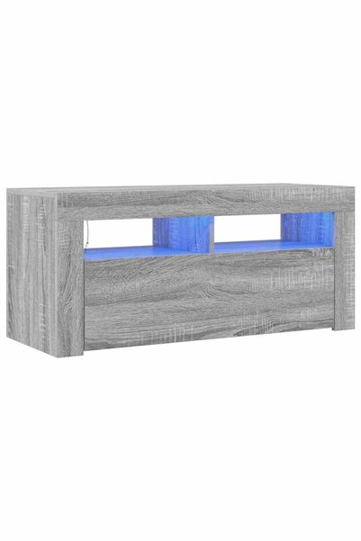 Generic Brand vidaXL Comodă TV cu lumini LED, gri sonoma, 90x35x40 cm