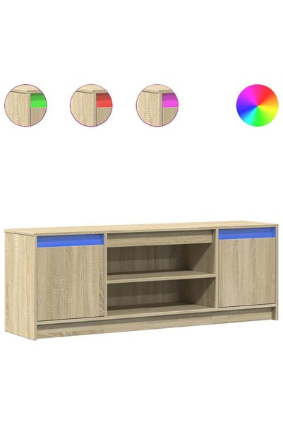 Generic Brand vidaXL Comodă TV cu LED, stejar sonoma, 139,5x34x50 cm, lemn pr...