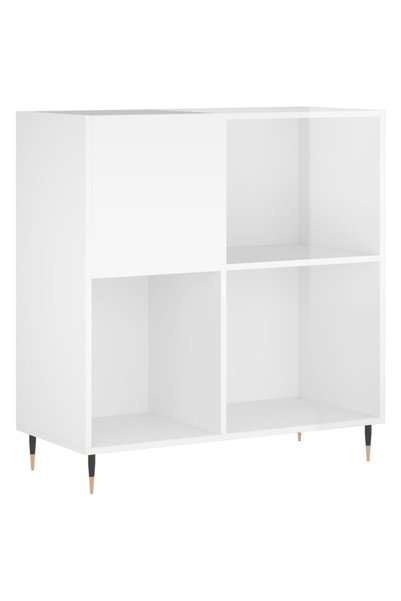 vidaxl Dulap de discuri alb extralucios 84,5x38x89 cm lemn compozit