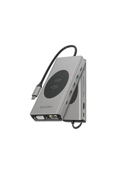 Cellairis USB C Hub 13in1 Wireless Charging - Silver