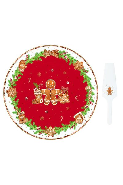 EasyLife Cake serving platter and spatula set, porcelain, 32 cm, "Fancy Ginge...