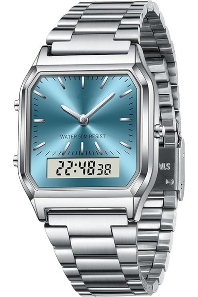 Generic Analogue Digital Watch for Women & Men – 5ATM Waterproof Stainless St...