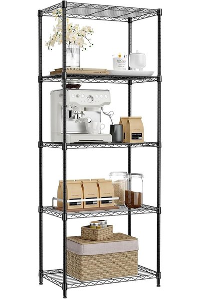 Generic 5 Tier Storage Shelf, Metal Storage Rack with 4 Hook and 5 PP Sheet, ...