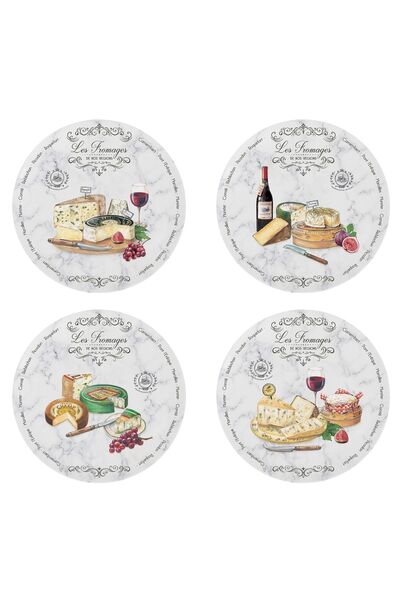 EasyLife Set of 4 cheese serving platters, porcelain, 19 cm, "Les Fromages" -...