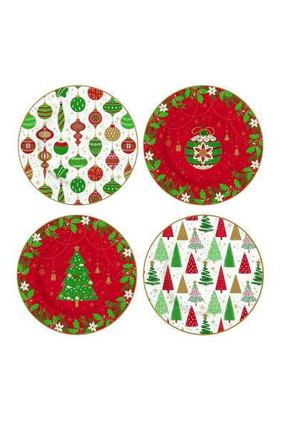 EasyLife Set of 4 dessert plates, porcelain, 19 cm, "JINGLE BELLS" - Easy Life