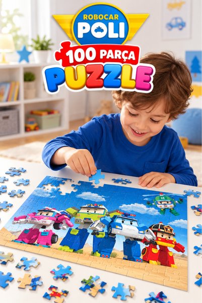 Tıfıl Toys Robocar Poli 100 Parça Puzzle Yapboz Renkli ve Eğlenceli Yüksek Ba...