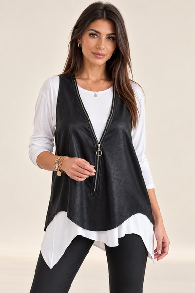 moda wanilia بلوزة نسائية طويلة الأكمام بقصة غير متماثلة من الفيسكون وسترة بم...