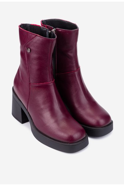 Dasha Botine dama bordo din piele naturala
