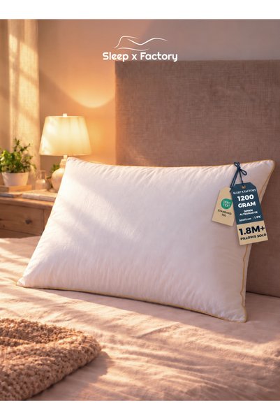Sleep x Factory وسادة فندق جولدن كلاود، حشوة مايكروفايبر 1200 جرام، قطن، حواف...