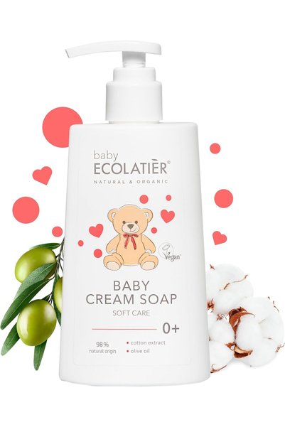 ECOLATIER Soft Care Baby Cream Soap (0+) 250ml – Gentle Natural Cleanser with...
