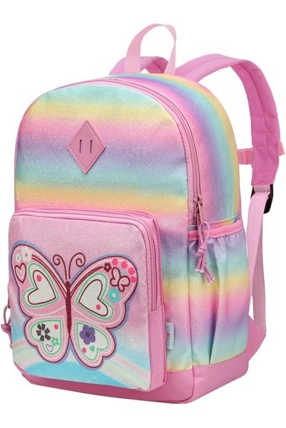 VASCHY Backpack for Little Girls, Cute Rainbow Glitter Lightweight Water Resi...